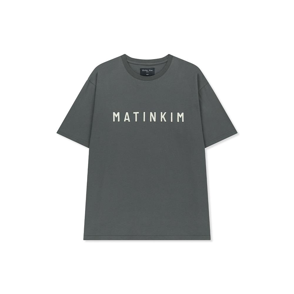 [Matinkim] Applique Felt Logo Top for Men in Charcoal L