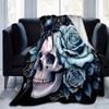1pc Blue Rose and Spider Blanket  Cute Home Decor  Soft  Perfect Gift for Birthday or Christmas, Living Room, Travel, Camping