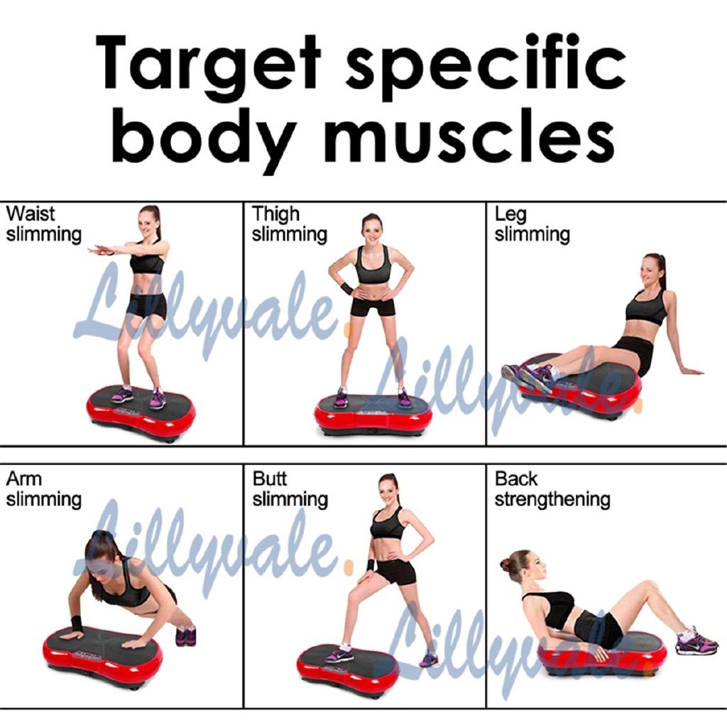 110V 250KG Max Bearing Exercise Fitness Slim Vibration Machine Trainer Plate Platform Body Shaper +Remote Watch+ RC+Resistance Band