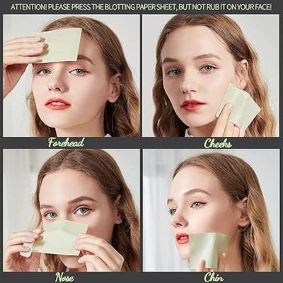 Lenços Absorventes de Óleo Premium Infundidos com Chá Verde - 100 Unidades Papéis Absorventes Faciais Espessos para Pele Oleosa, Controle da Acne - para Mulheres e Homens
