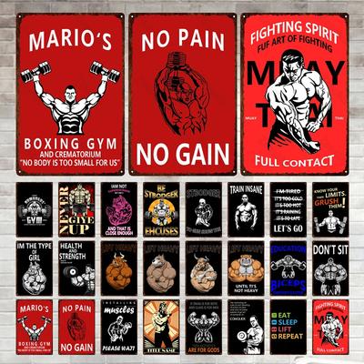 Muskeltraining Fitness Metallschild Gewichtheben Boxen Sport Metallplakette Platten Kunst Heben Schwer Zinn Poster Fitnessstudio Bar Heimdekoration