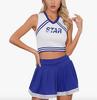 Lady Lazy Cheerleader Perfect for and Blue Costume, Miniskirt, Midriff-Baring, Photoshoots, Cosplay, Cross-Dressing, Cute, Short, Above-the-Knee,