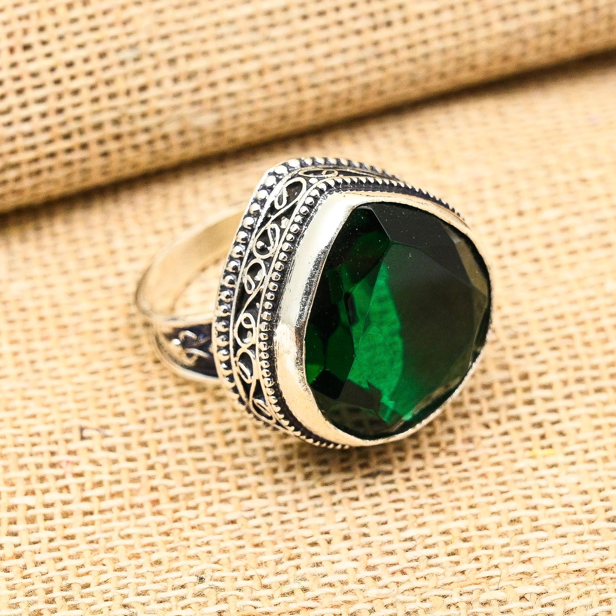 

Ювелирные изделия из стерлингового серебра 925 пробы с хром-диопсидом и драгоценным камнем ручной работы на День Благодарения 8.5 зелёный