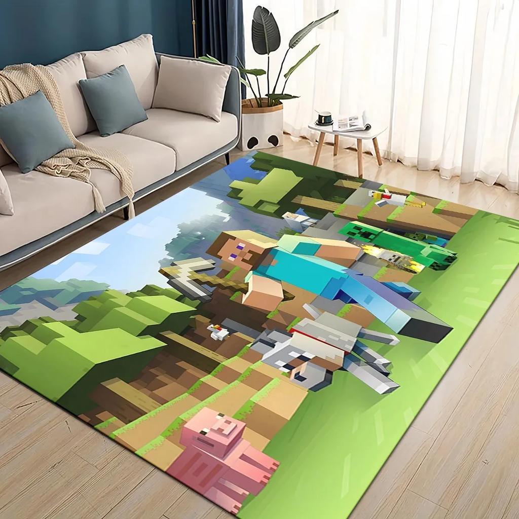 3D S-Sandbox Game  Cartoon Area Rug Large,Carpet Rug for Living Room Bedroom Sofa Doormat Decoration,kid Play Non-slip Floor Mat