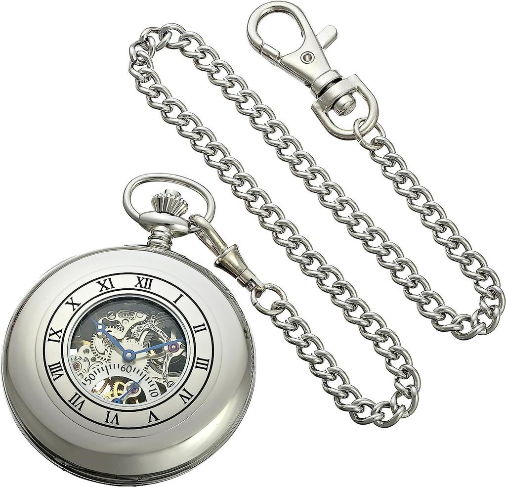 Charles Hubert Men's Pocket Watch, Mechanical Hand-Wound Skeleton, 3972-W