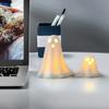 2Pcs Halloween LED Light Up Ghost Decor Ceramic Lighted Ghost Sculpture Handmade Illuminated Ghost Decor Desktop Decoration