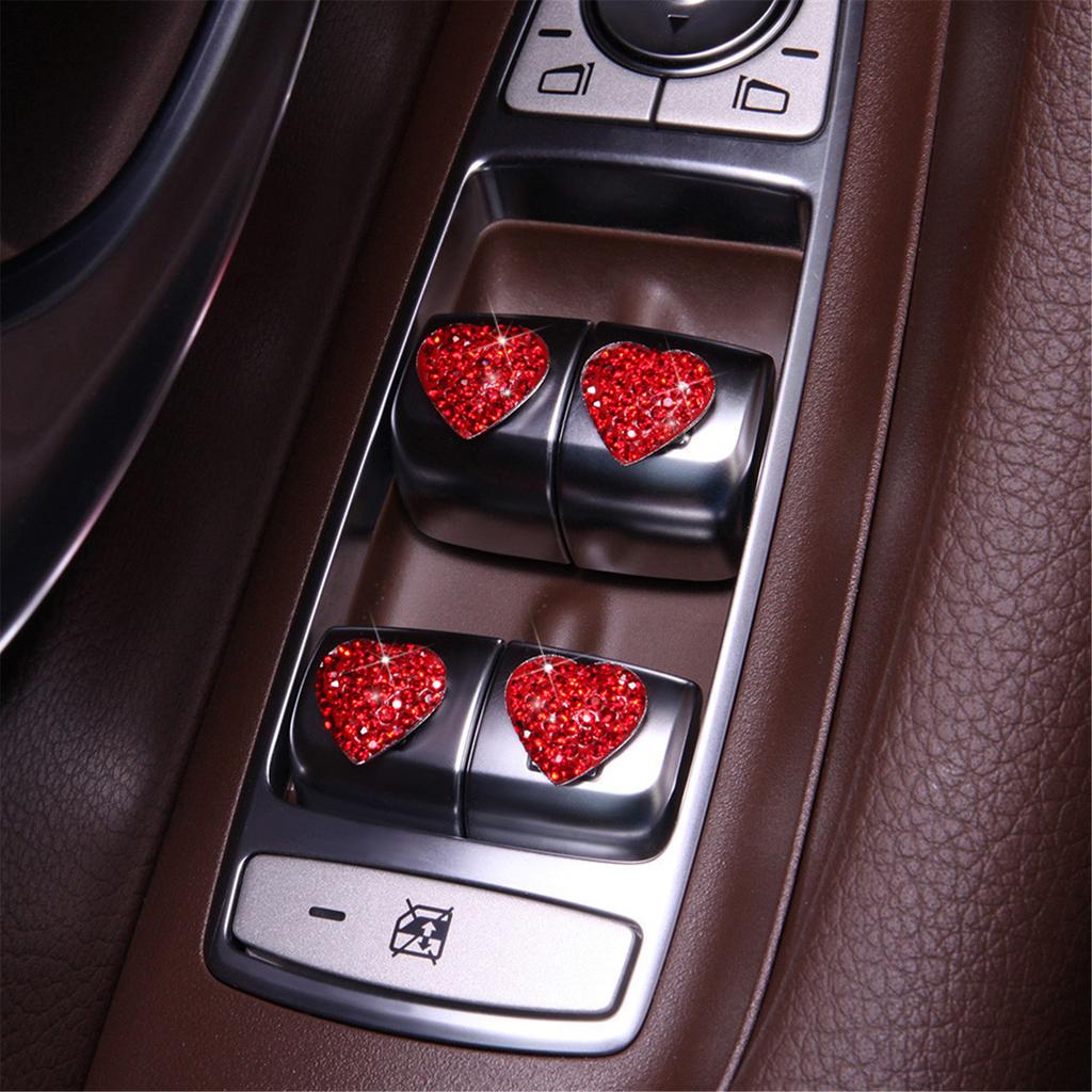Pack Of 6 Crystal Heart Car Stickers Self Adhesive Interior Decors for Vehicle Enhancing Luxury with Rhinestone Designs