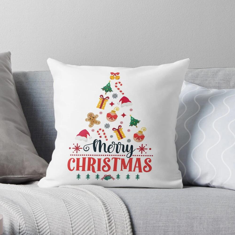 Merry Christmas Decoration Home Pillowcase Cushion Cover Autumn 45X45Cm Living Room Sofa Bed Pillowcase
