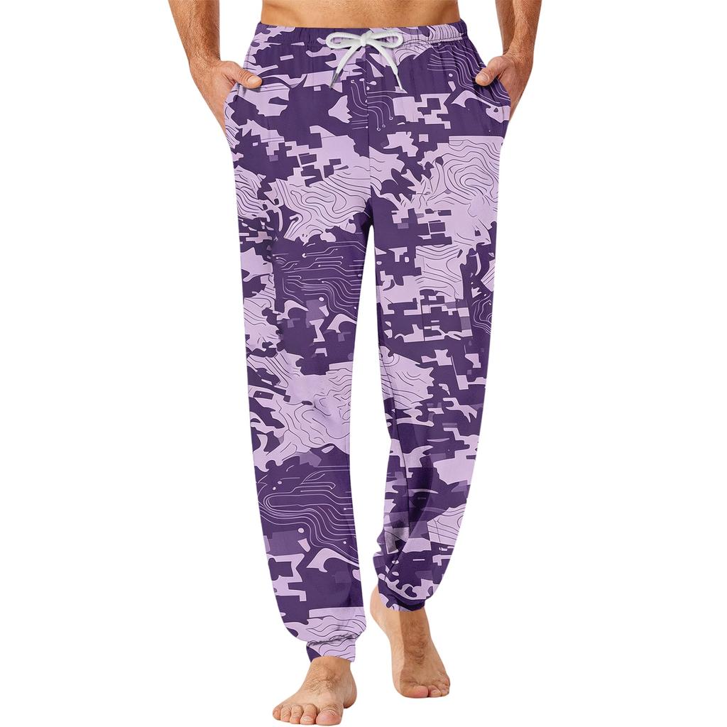 Herren Freizeithose Jogger mit Kordelzug Taschen, Camouflage Muster, Verjüngtes Bein für Jeden Tag und Loungewear