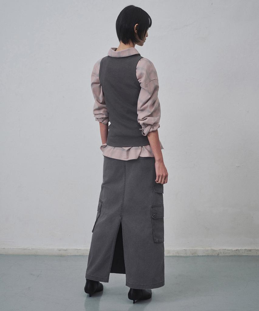Musinsa Standard Woman Women'S Pigment Cargo Maxi Skirt [Charcoal Gray]