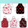 Romantic Valentines Day Apron With Black Heart Letter Print Waterproof Sleeveless Kitchen Cooking Gear For Couples