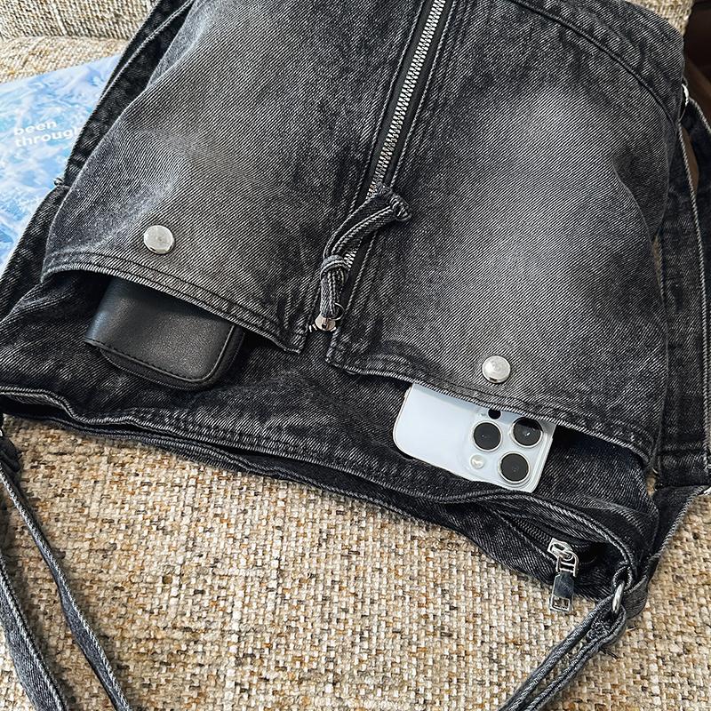 Vintage Denim Shoulder Bag Women's Multi-functional Backpack