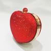 WHTUOHENG Red/Silver Heart Shape Mini Purse for Women Crystal Embellished Diamond Bridal Clutch Luxury Party Dinner Lady Handbag
