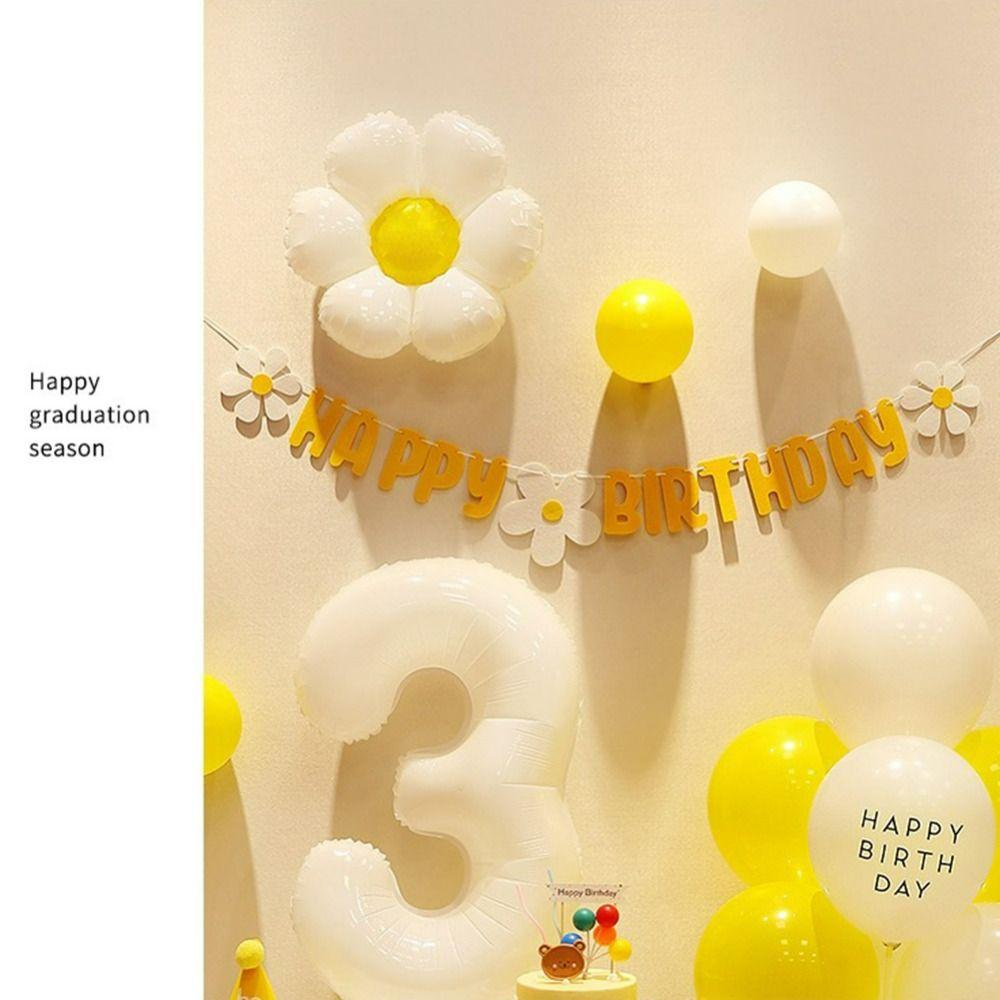 White Flower For Home Decor Boys Photo Decoration Girl Daisy Banner Banner Party Flag Hanging Flag