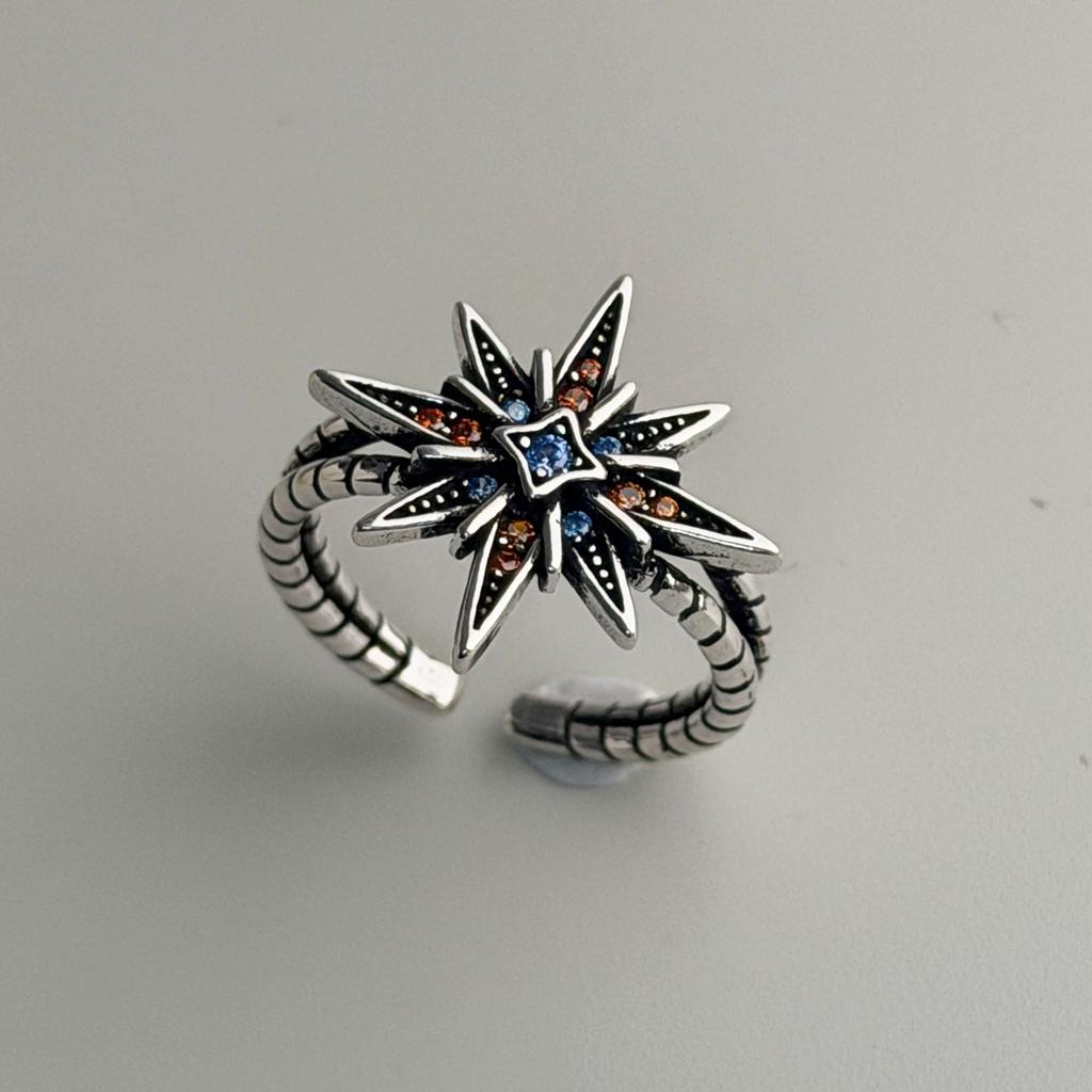 Xiaomi BF CLUB 925 Sterling Silver Ring For Women Jewelry Retro Flower Open Vintage Handmade Ring Allergy For Party Birthday Gift