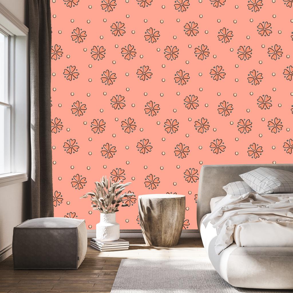Wallpaper Small Coral Flowers for Living Room and Bedroom 50x1000