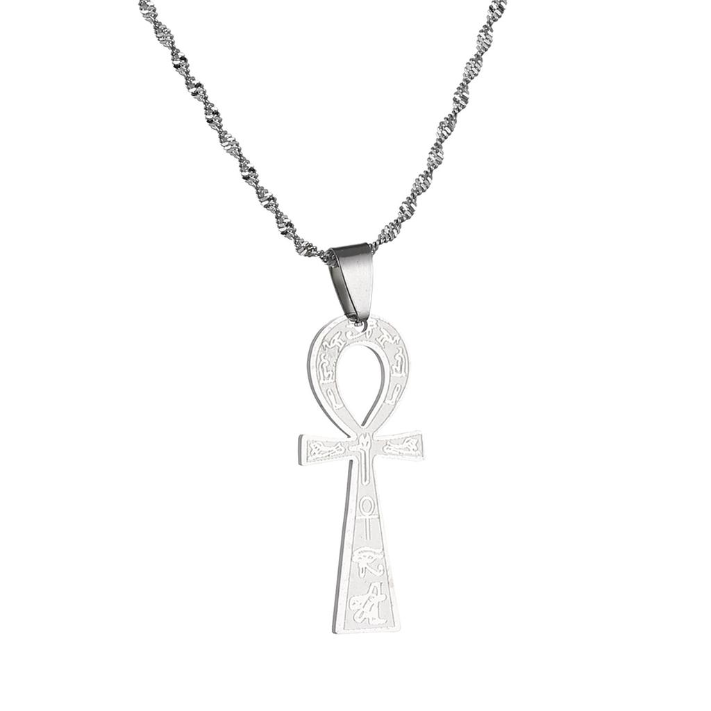 Stainless Steel Egyptian Ankh Cross Ancient Symbol Of Life Egypt Eye Neckalce Pendant Jewelry