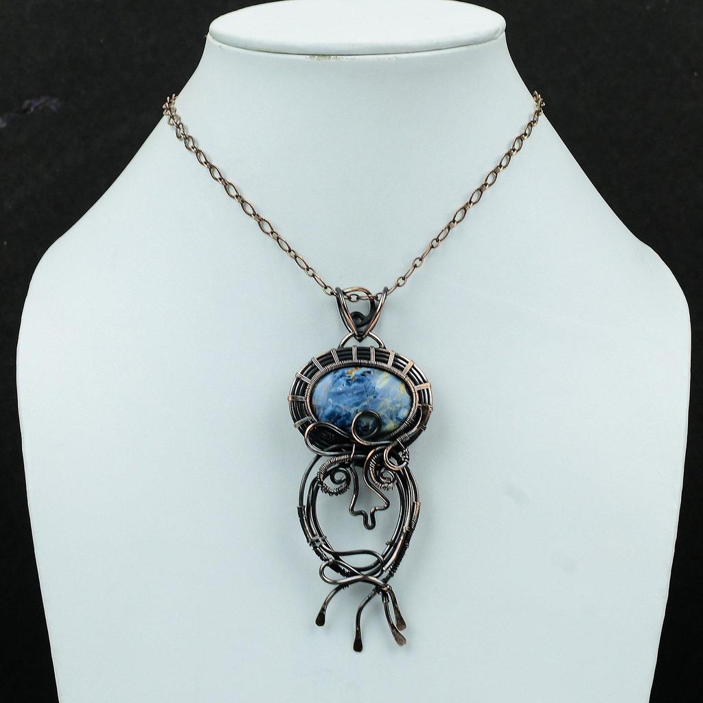 Pietersit Kupfer Anhänger Draht gewickelt Anhänger Handgemacht zierlicher Anhänger Pietersit Schmuck Kupferdraht Wickelschmuck Edelstein Anhänger als Geschenk