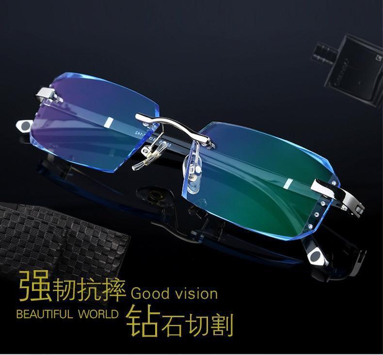 Fashion borderless reading glasses men middle-aged and elderly ultra-light anti-blue high definition brand genuine reading glasses women