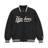 MLB Varsity Front Cursive Rib Mid Short Down Jacket Letter Print Long Sleeve Baseball Jacket Unisex Jackets Black 3ADJV0346-50BKS