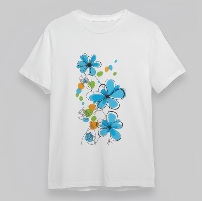 

Women s Soft T-Shirt Tri-Color Floral with Black Center Accent Oversize Tee USA L