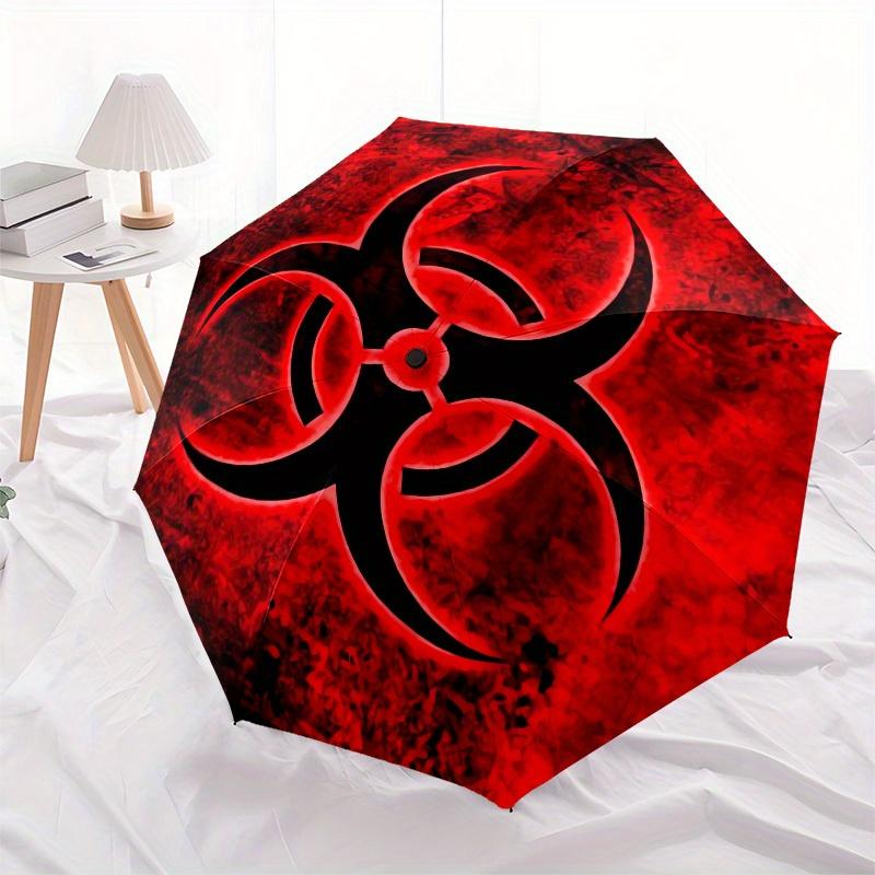 1 stuks Biohazard Symbool Waarschuwingsbord Paraplu met Plastic Handvat, Geschikt voor Alle Seizoenen Huis Reizen Buiten ParapluM1147