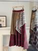 Autumn/Winter 2025 Women's Layered Irregular Color Block Plaid Midi Skirt