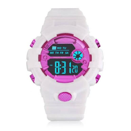 LED Electronic Watch Waterproof Anti-slip Adjustable Strap Round Dial Kids Students Casual Sports Digital Wristwatch Birthday Gift