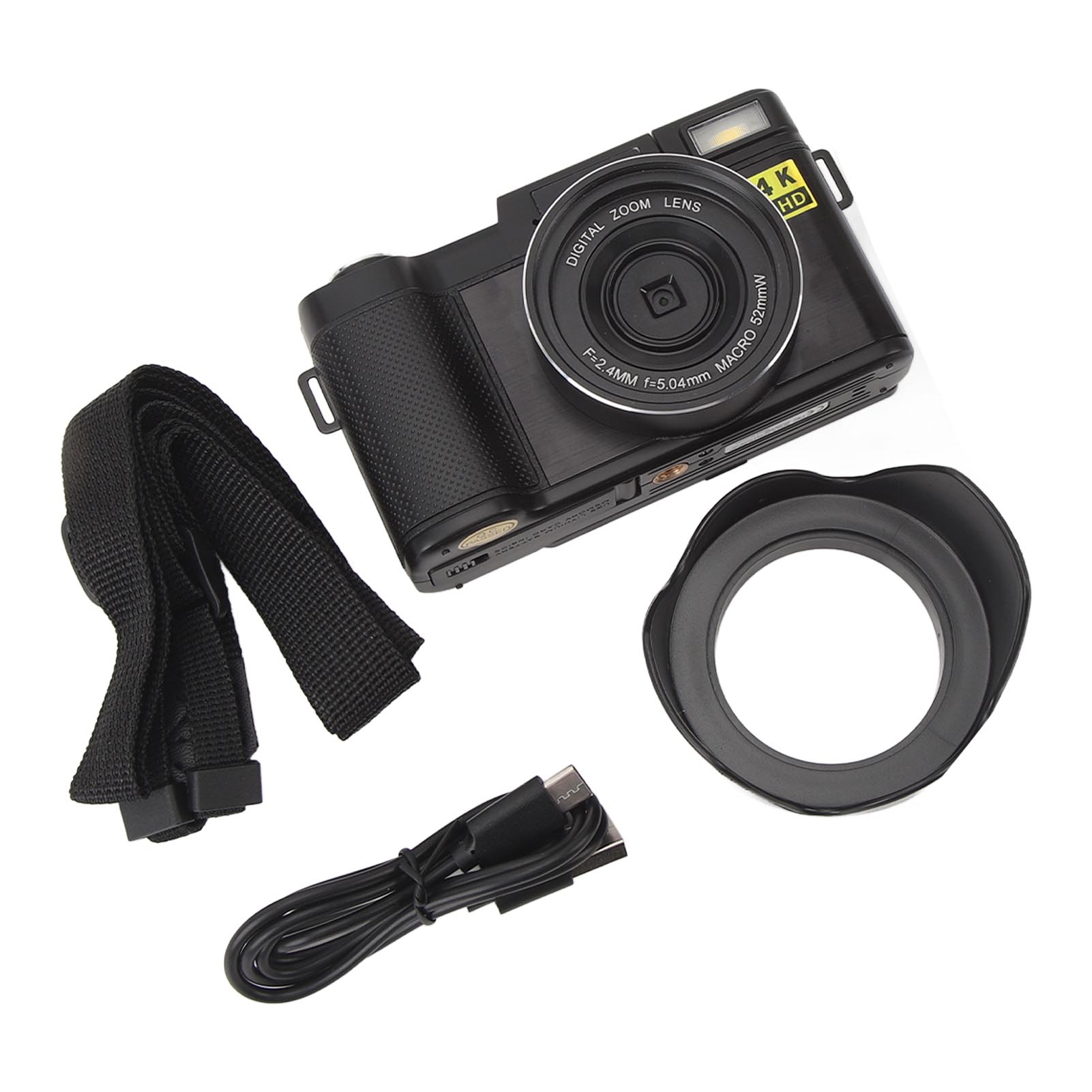 

Smart Digital Camera Anti Shake 3inch Flip Screen Auto Focus Face Beautifying Function 52mm чорний