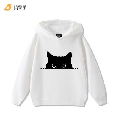 New Fashion Simple Cat-printed Sweatshirts for Boys and Girls Casual Cute Comfort Warm Hooded Sweatshirts In Autumn Winter