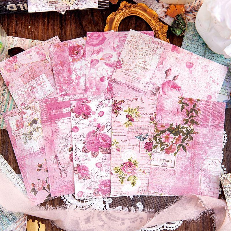 Naujas 30 vnt. / Pakuotė Vintage Fantasy Flower Rose žurnalo medžiaga, popierius, puikiai tinka žurnalo iškarpų knygelėms "pasidaryk pats"