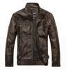 Men's leather jacket autumn and winter middle-aged and elderly PU leather jacket stand-up collar piled thickened locomotive trendy jacket