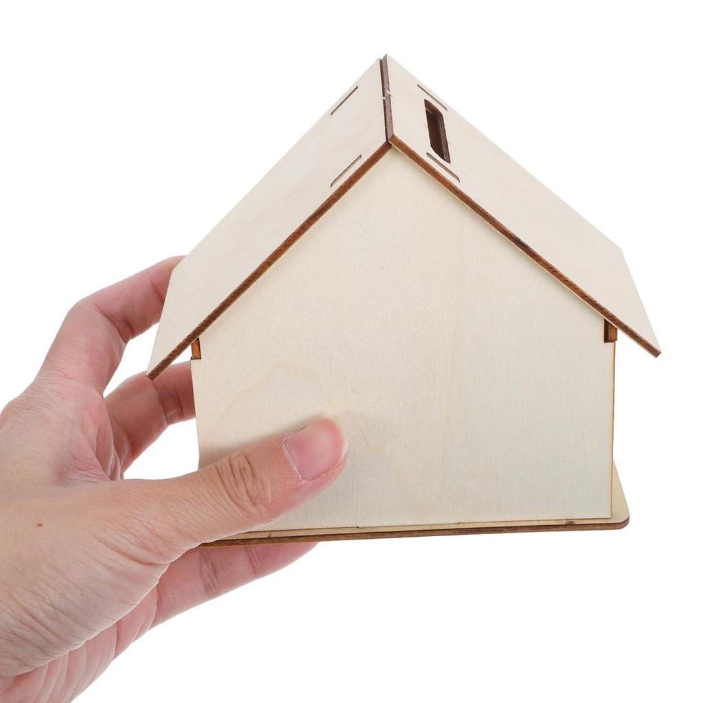 SEWACC Unpainted Wooden DIY Piggy Bank Set of Assembly Craft Handmade Kit for Kids to Cute Wooden Coin Birthday Kids Room Natural DIY Christmas 5,