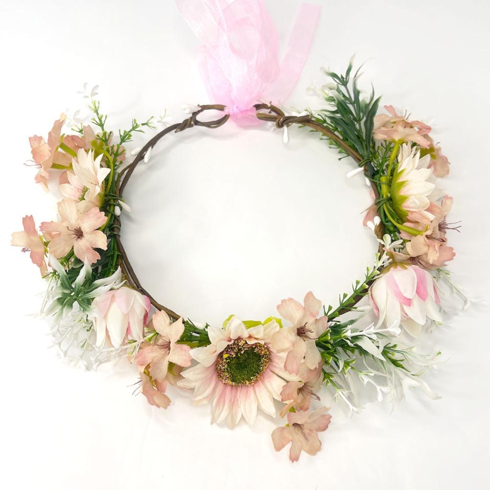 Fairy Sunflower Wreath Forest Hair Accessories Elf Princess Headbands  for Halloween Cosplay