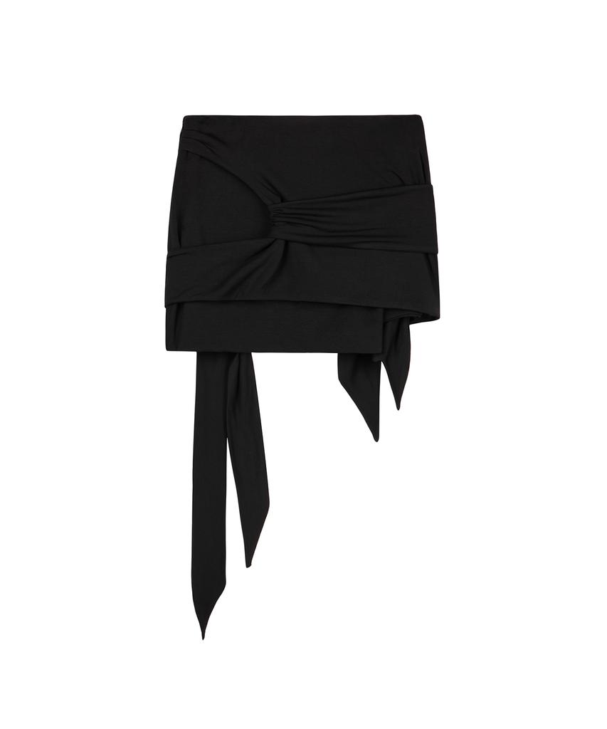Rock Cake Drape Wrap Mini Skirt - Black