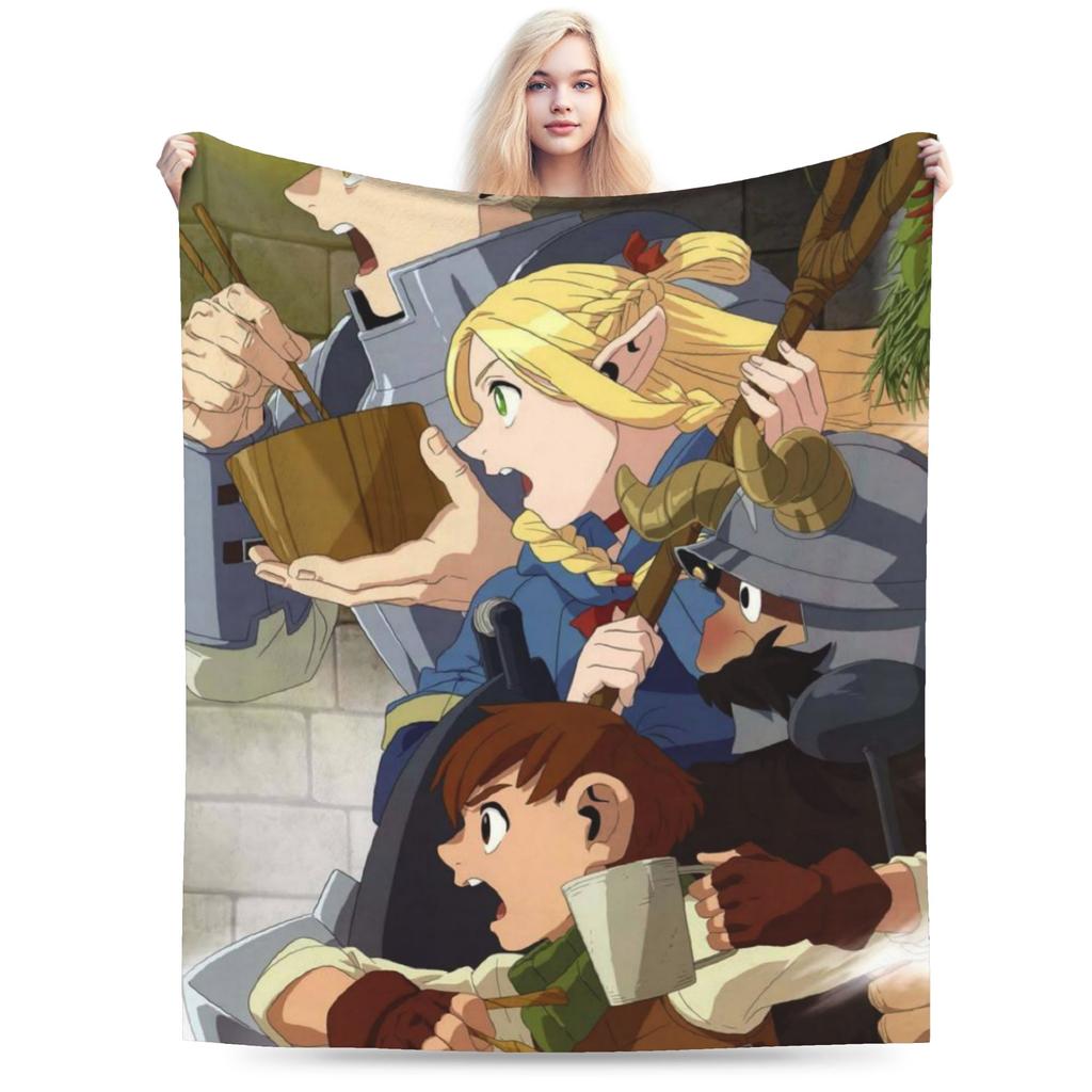 Super Soft Deliciousd in Dungeons Marcille and Senshi Throw Blanket Premium Flannel Bed Blanket Cozy Fluffy Blankets All Season