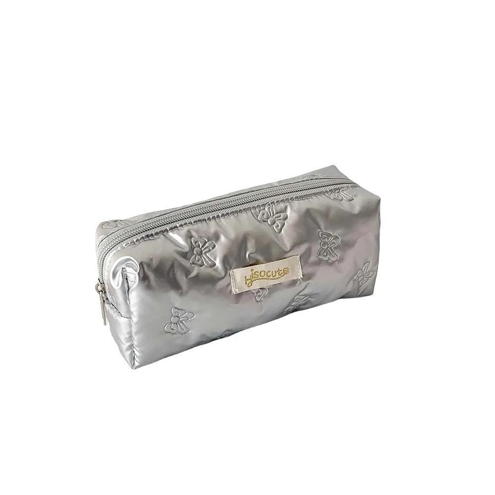 Bowknot Y2K Bow Stationery Bag Desktop Storage Cosmetics Card Pen Korean Style Pencil Case Pink White Silver Large Capacity