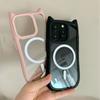 Cat Ear Magnetic Suction Suitable for Apple 16Pro Mobile Phone Case Transparent Iphone15 Silicone Acrylic Anti-fall Hard I14