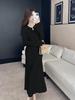 Elegant Bell Sleeve Bodycon Knit Dress and Coat - New Chinese Style for Women, Autumn Winter Collection