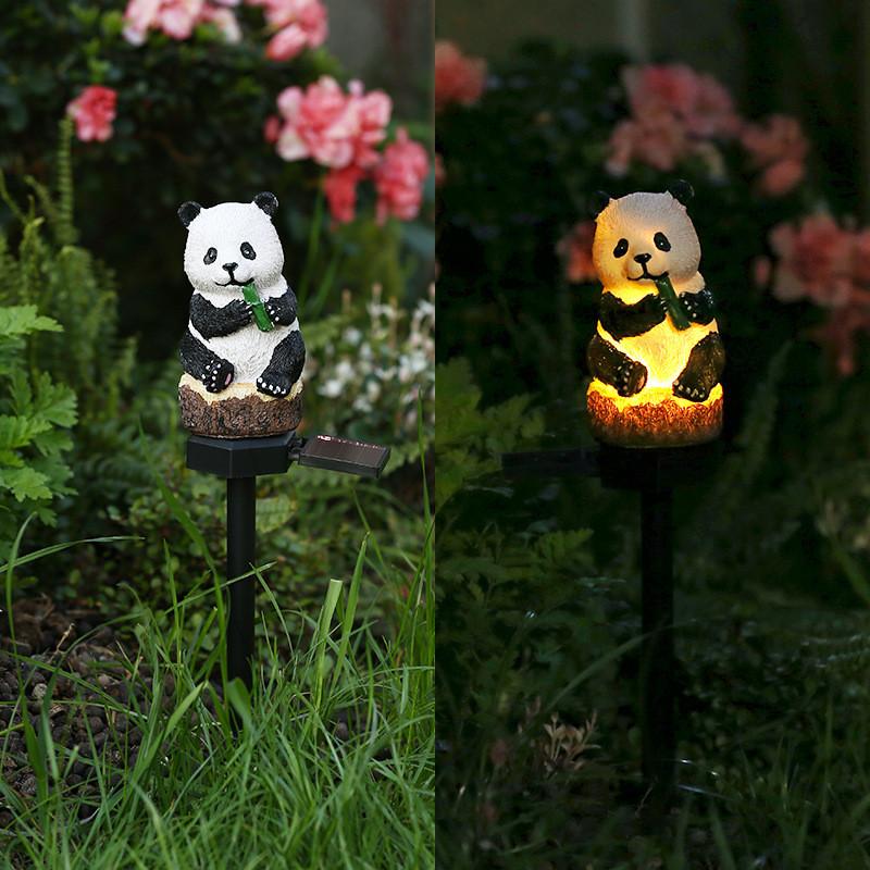 Solar Panda Lawn Decor Resin Animal Landscape Light With Energy Efficient Led For Garden Pathway