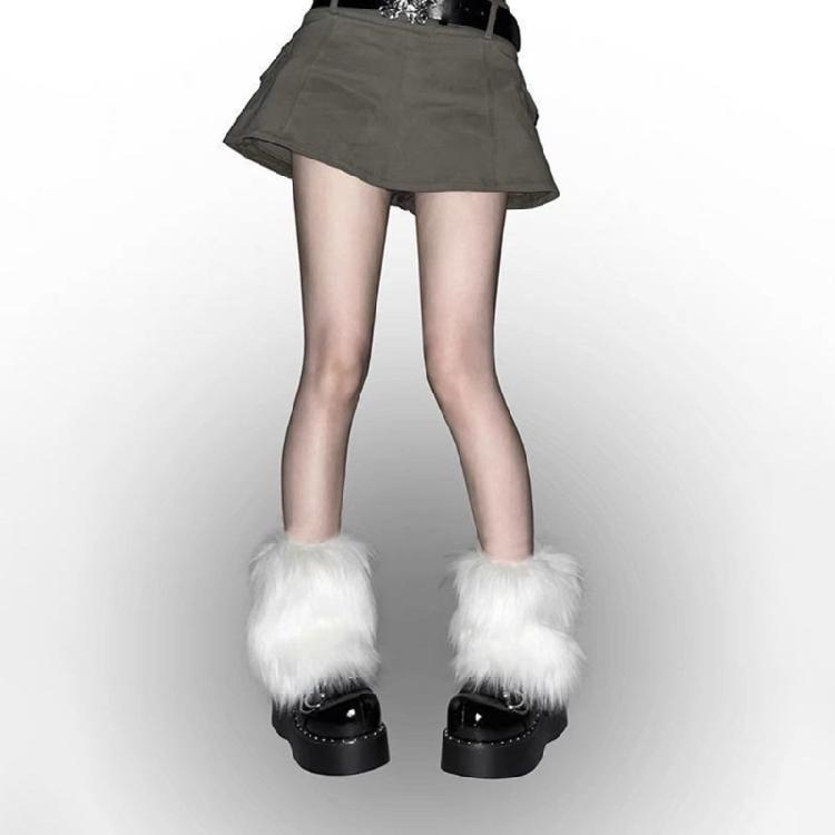 Faux Furs Leg Warmer,Y2K Warm Cozy Fuzzy Leg Warmer Boot Cuffs Cover for Womens