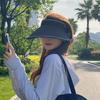 Women Summer Wide Brim Sun Hat Outdoor Ponytail Empty Top UV Protection Cap Female Lady Tour Beach Foldable Sunscreen Hats