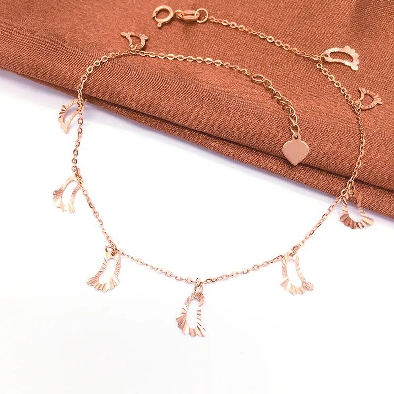 Zijin Cute Little Foot Anklet Small Fresh Car Flower Footprint Fringed Anklet Jewelry