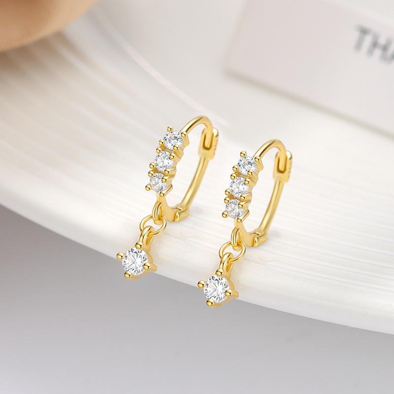 Genuine 925 Sterling Silver Star Hoop Earrings Statement Wedding Jewelry Clear CZ Earring for Women Fine Jewelry