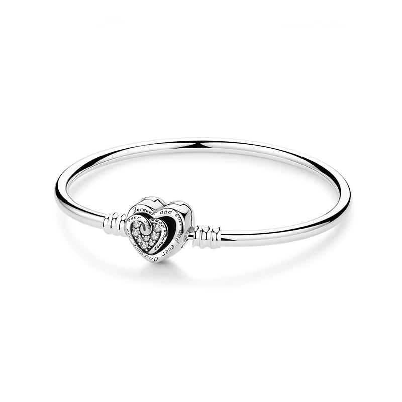 Originale 925 Sterling Sølv Armbånd Armbånd Krystallkule Kjærlighet Hjertelås Perler Charms Moments Armbånd For Kvinner DIY smykker