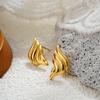 Fashion Glossy Three-Layer Textured Intersecting Knot Earrings for Women Gold Color Stainless Steel Earring Vintage Jewelry Gift