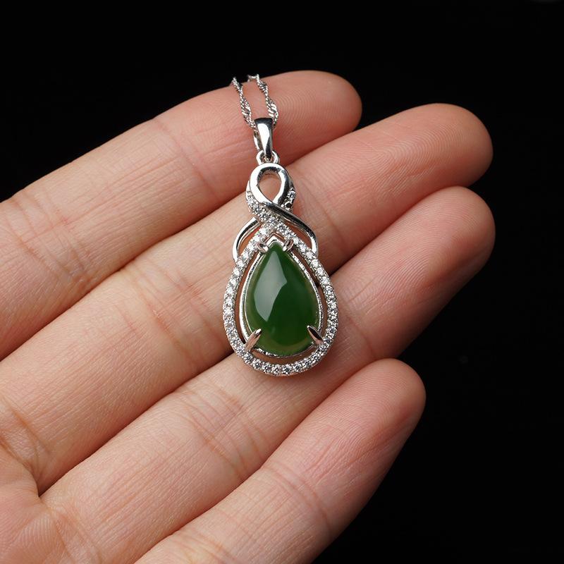 Tancise 925 Sterling Silver Colier Clasic Femei Jad Pandantiv Zircon Cadou de modă