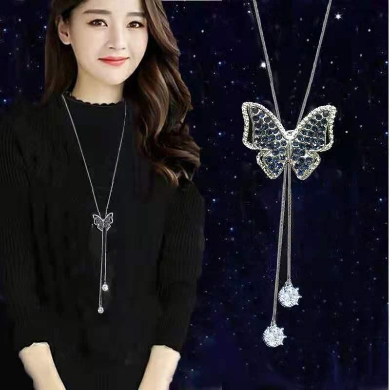 Rhinestone Tassel Sweater Chain Long Necklace