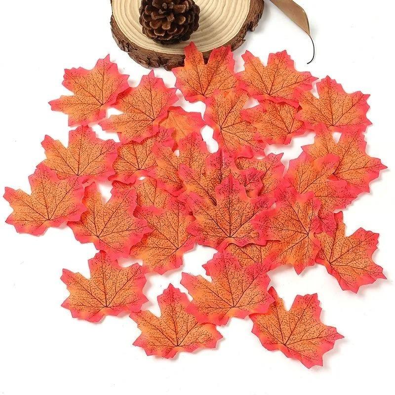 50/100Pcs Autumn Artificial Maple Leaf Fake Leaves Garland Maple Leaf Vine Garden Home Decor Thanksgiving Halloween Decoration
