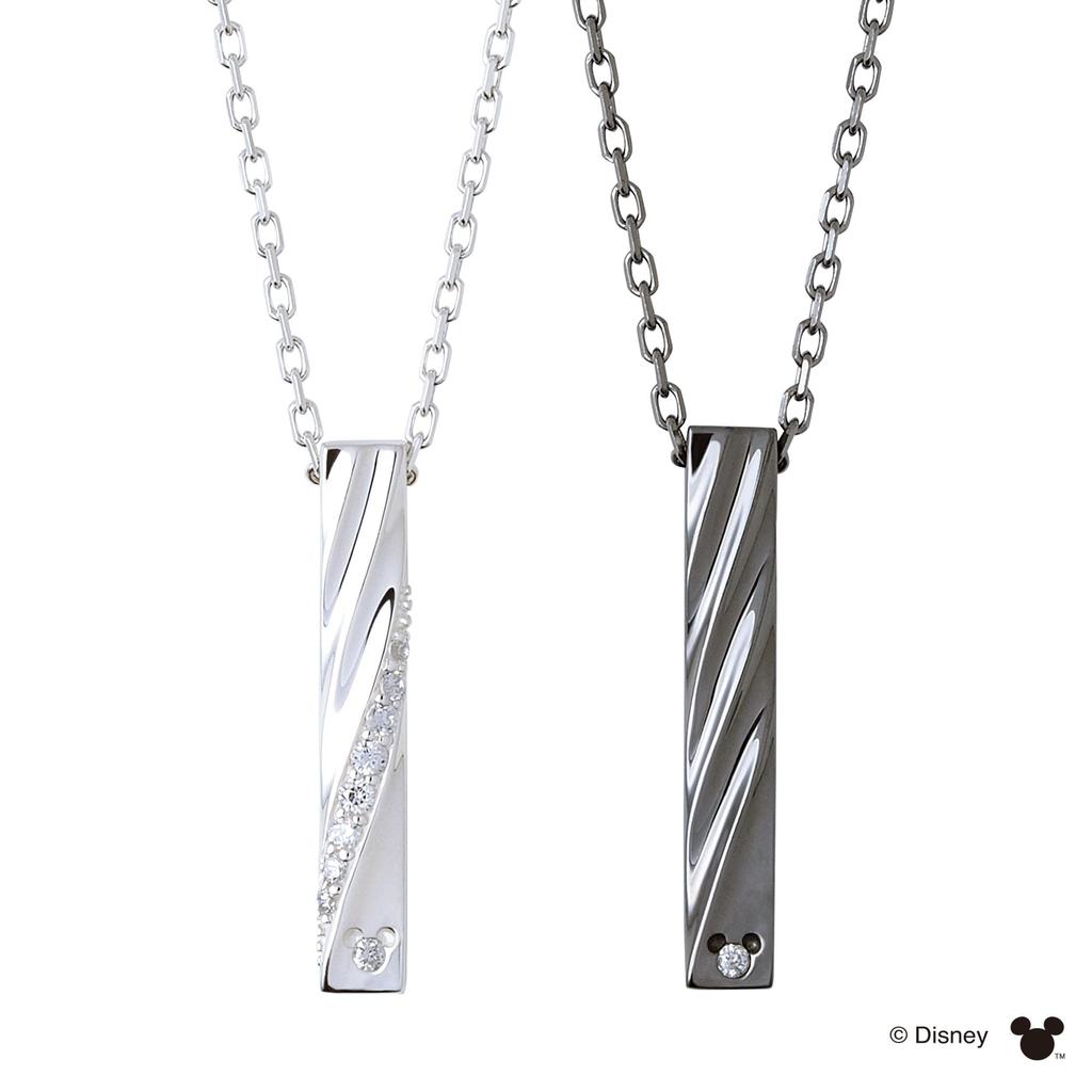 THE KISS Hidden Mickey Diamond Silver Pair Necklace with Simple Wrapping [The Kiss] DI-SN516DM-515DM [Disney Collection]